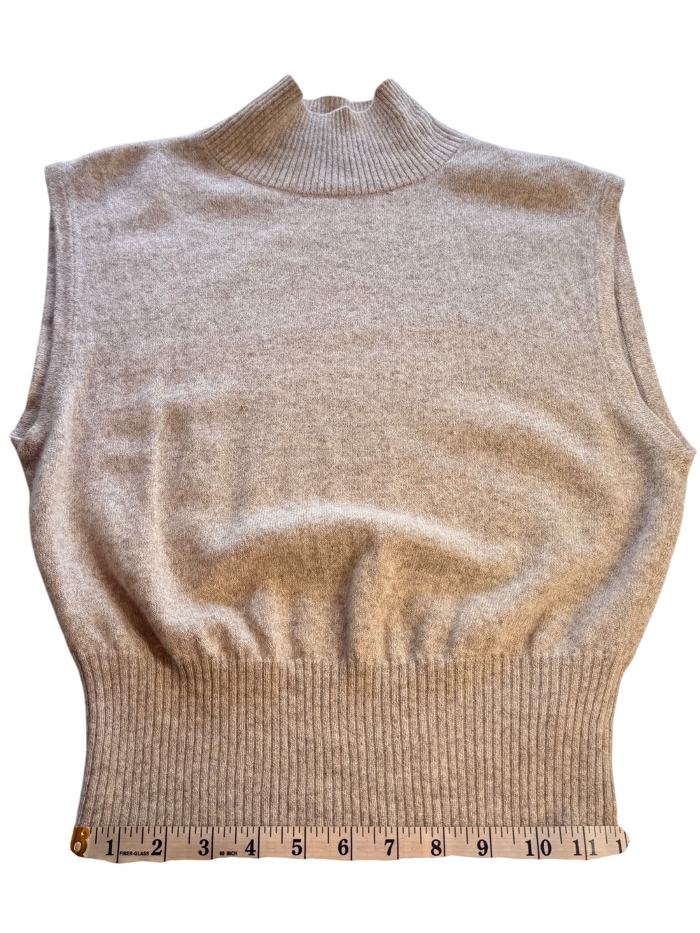 Reformation Arco Cashmere Blend Sleeveless Turtleneck Sweater Barley Medium Tan - Picture 10 of 11